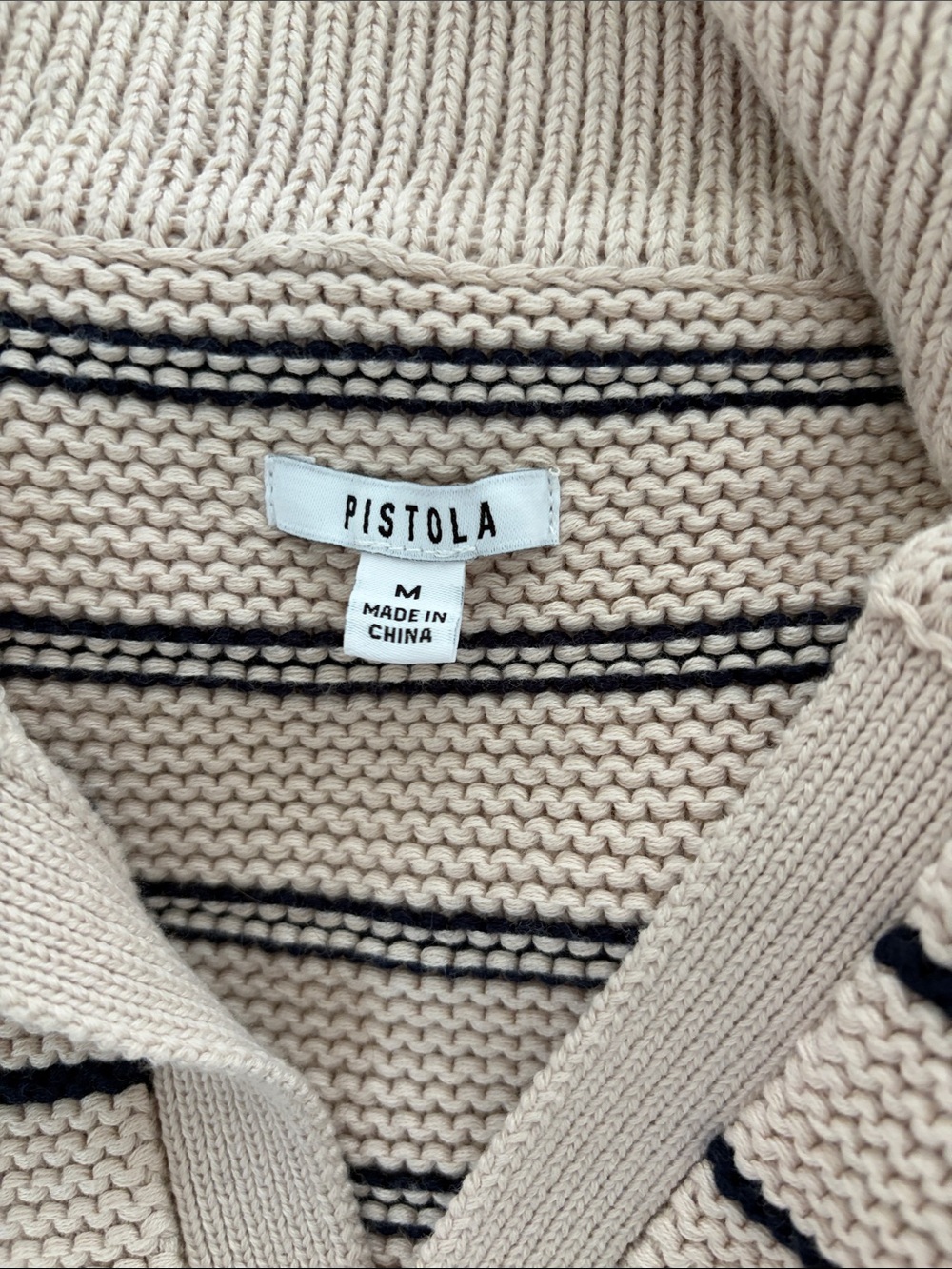 Pistola Arlo Polo Sweater Stripe size medium cream and blue stripe - Picture 4 of 4